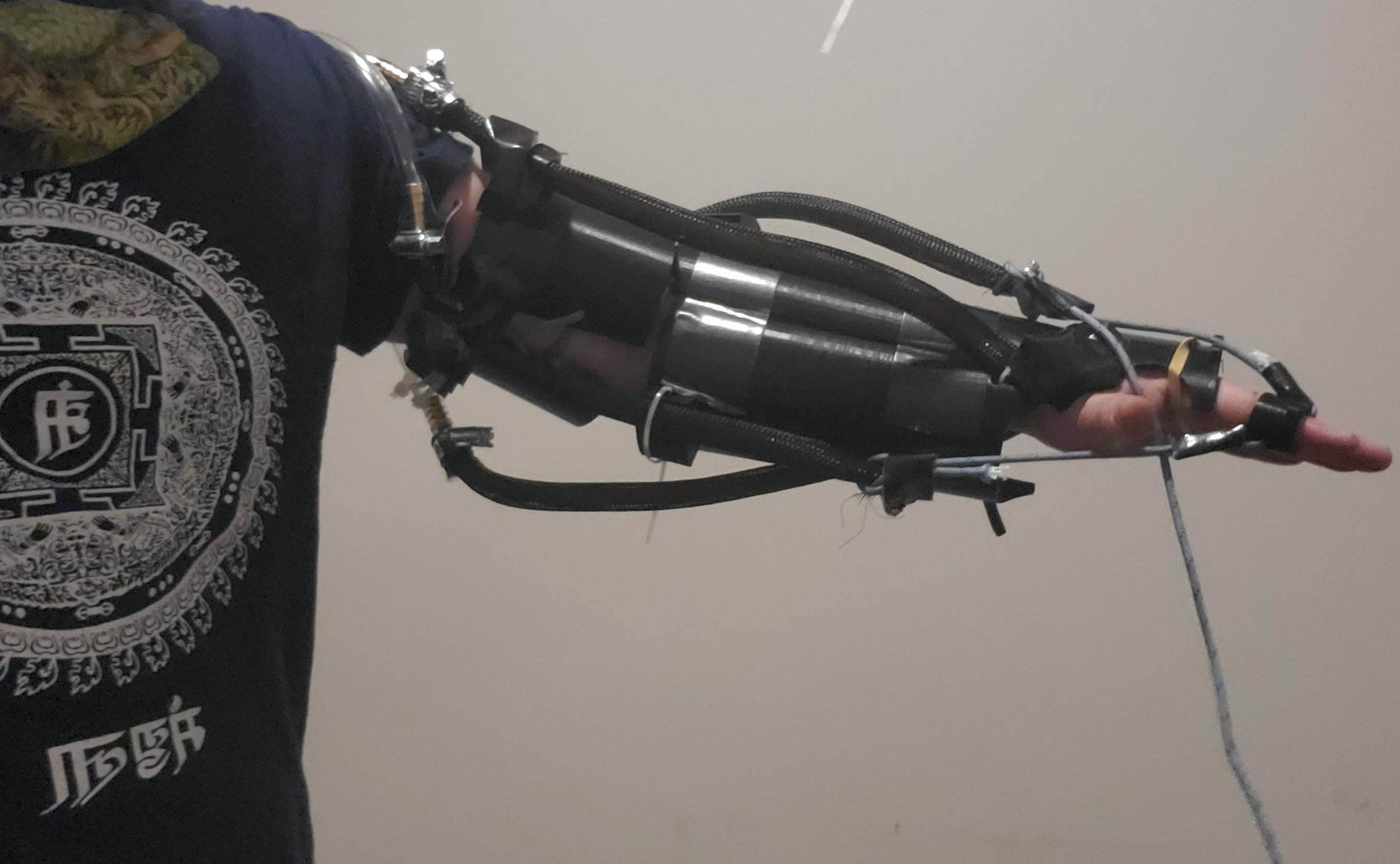 Hope/22 pneumatic assistive prototype mounted along a person’s forearm and hand.